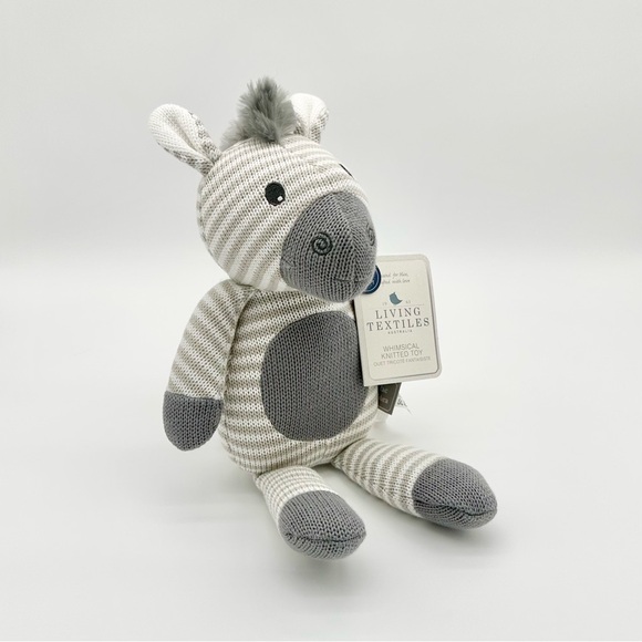 LIVING TEXTILES ZAC ZEBRA Knitted Toy Rattle | Baby Gift | Newborn Keepsake - Picture 8 of 9